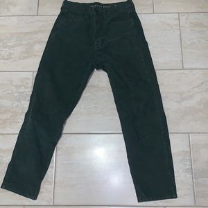 Dark Green Ribbed Mom Jeans